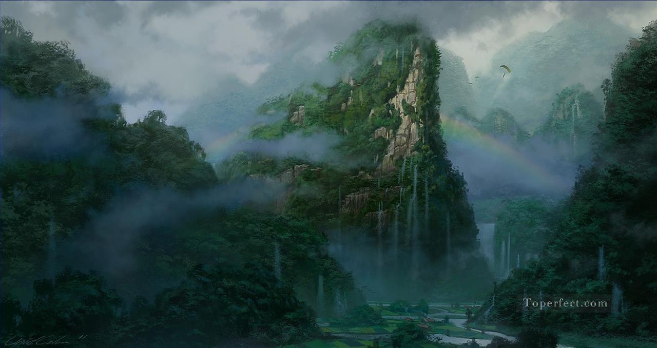 dream world Chinese mountain Oil Paintings